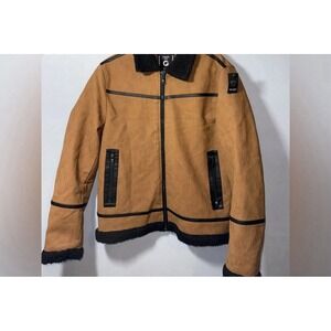 Benjamin Black Bomber Jacket Men's L Tan Beige Quilted Puffer – $179 Retail